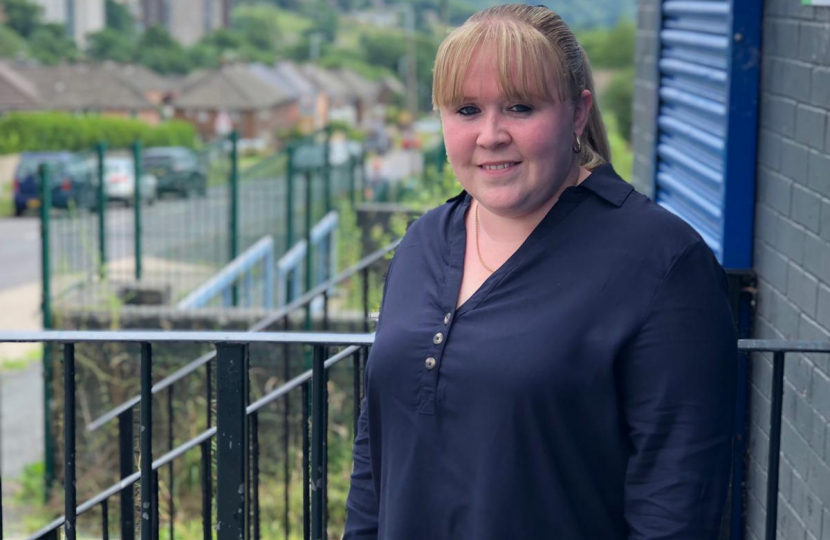 Nikki Kelly outside Mixenden Library